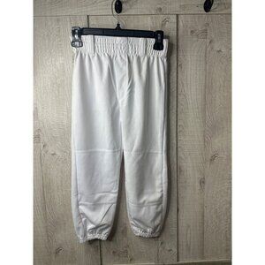 Clutch Performance Youth Medium Baseball T Ball Pants White Belt Loops Pocket